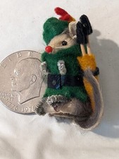 Original Real Fur Kleine Maus Fabrik USA Maus Robin Hood Köcher Pfeil Grün