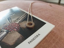 Pandora Logo Pavé-Kreis Halskette Rosegold 387436C01-45