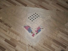 TUCH DREIECKTUCH Schal BOHO natur beige rosa batik Blumen NEU