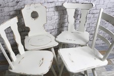 4x weiße Stühle Holzstühle Küchenstühle 60er Jahre Vintage Shabby Chic Möbel