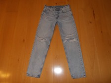 Trendy MOM Jeans High Waist DIVIDED H&M destroyed XS/34 light hell blau Risse;-)