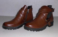 Damen Boots Stiefelette braun Gr. 36 Neu Gummizug Schnalle grobes Profil