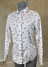 CHARLES TYRWHITT weiß rosa blumig nicht eisenhaltiges Baumwollhemd UK 10 VERSANDKOSTENFREI