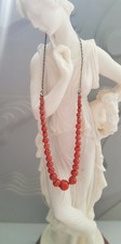 Alte echte Korallenkette mit silbernen Ketten 10 mm perlen 