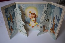 alte Weihnachtskarte zum Aufklappen Aufsteller Künstlerkarte DDR 50er/60er