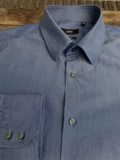 HUGO BOSS Herren Hemd Gr. 42 / L /16,5  Regular fit blau finest Italian Fabric