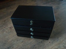 schwerer Schmuckschrank Schmuckkasten mit 2 Schubladen, 1 Klappfach mit Spiegel