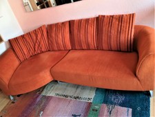Sofa Rolf Benz Couch mit Ottomane Stoff 3-Sitzer + 4 Kissen Terracotta Top Zusta