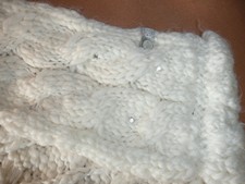 ROXY Schlauchschal Rund Schal Loop Grob Strick Strass woll weiß edel Silber 