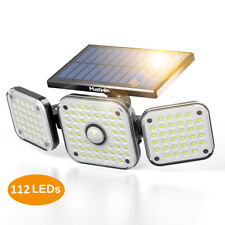 112 LED Fluter Solarleuchte Solarlampe mit Bewegungsmelder Außen Garten Strahler