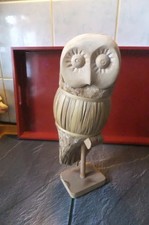 Deko Figur Eule Köder Volkskunst Holz-Rinde-Stroh ca 35 cm hoch