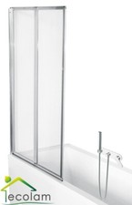 Badewanne Badewannenabtrennung Duschabtrennung 2-teilig 140 cm Klarglas Chrom
