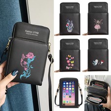 Touchscreen Schultertasche Umhängetasche Handytaschen Leder Handy Geldbörse Geldbörse UK