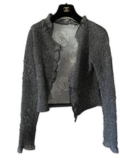 Authentique Veste noire COCO CHANEL guipure sequins paillettes marqué 38 (44)