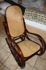 Schaukelstuhl Holz und Rattan braun