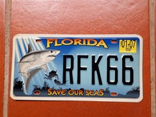 USA  SPECIAL LICENSE PLATE  FLORIDA SAVE OUR SEAS SHARK