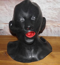 Latex Voll-Kopfmaske mit Nasenschläuchen & Mundauskleidung  Latex Maske
