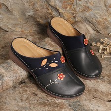 Damen Freizeit Oxfordds Slipper Pumps flache Schuhe geschlossene Zehenpartie Pantoletten Hausschuhe