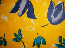 Duschvorhang 183x183cm, gelb-blau-grün, Peva, wasserabweisend, verstärkte Ösen