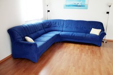 Wohnlandschaft Polster Ecke Eck Sofa Couch Garnitur Landschaft, blau, L-Form.
