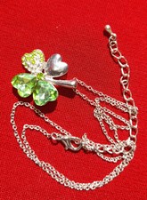 Modeschmuck Kleeblatt Anh.+ Kette Weißgold platiniert Swarovski Elements Taffsty