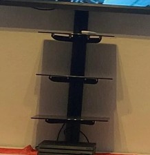 Glas Wandregal Multimedia TV-Rack 3 Stufen schwarz