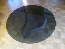 Design WOHNZIMMER Glastisch 70er Jahre Retro runde Glasplatte Wohnzimmertisch