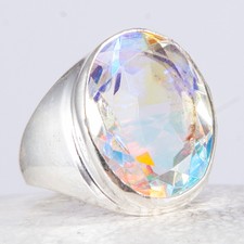 Zauberhaft schöner Silber Ring, 925 Sterlingsilber, funkelnder Mystik Topas 59