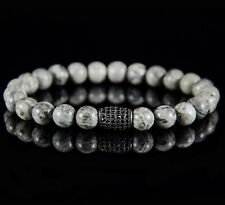 Perlenarmband für Herren Männer Zirconia Iced Out Armband Stein Kugel Schwarz 