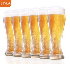 6er Set Bierglas Weizenbiergläser Verdicken Hefeweizen Weizenglas Bierkrug Glas