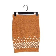 River Island goldbraun glitzergestrickt aztekisch Fair Isle Mini Bodycon Rock - Größe 8