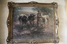 Georg Wolf, Ölgemälde mit Goldrahmen, Handsigniert