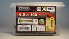 Torx Universalschrauben 6,0x100 mm-70 Stück im Set-Senkkopf-TX Torx-Antrieb