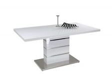 Apollo 910672 Esstisch Karolin2 /Edelstahloptik /Hochglanz weiß 160x90x75cm, B1