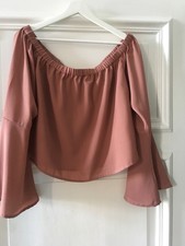 NA-KD Off-Shoulder Bluse mit Tulpen-Ärmel, XL, Farbe: Rosenholz (Toupe)