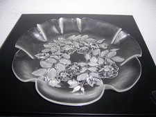 Servierschale, Glasschale, Blumenmuster Durchmesser 32,5cm