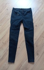 ZARA Basic Denim Schwarze Skinny Hose Gr.34 Biker Details Taschen Elasthan