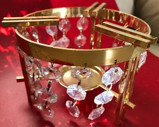 GOLD CRYSTAL Wunderschönes Stövchen Teelichthalter Glaskristalle Prunk LUXUS TOP