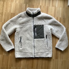 S. Oliver Sweatjacke  Teddyfell Fleecejacke Contrastes Größe L Herren offwhite