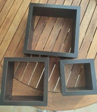 Wandregal Cube 3er Set, Wandboard quadratisch, schwarz-braun, 15 / 20 / 25 cm