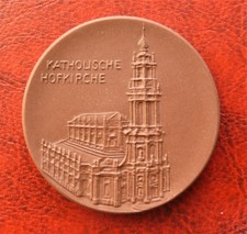 Meißen Porzellan Böttger Steinzeug Medaille Dresden Hofkirche Sachsen Wappen top