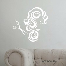 Friseur Wand Kunst Sticker Haare Schneiden Salon Wand Raum a4 Größe Aufkleber-Weiß