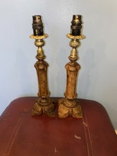 Ein Paar Vintage Holz Leuchter Tisch Nachttischlampe Sockel getestet