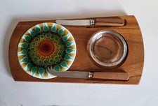 Wyncraft Vintage Teakholz Alan Wandarbeit Keramik Fliese Käsebrett & Butterschale