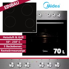 Einbau Herdset Edelstahl Backofen Kochfeld Glaskeramik Heißluft Ceran Schott NEU