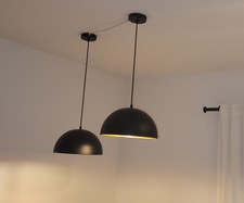 2 x edle Pendelleuchten mattschwarz innen Gold - LED OSRAM  A+++  Deckenlampe 