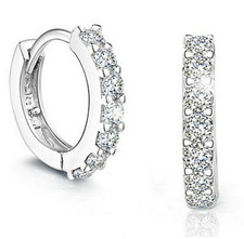 Klapp Creolen echt Sterling Silber 925 Damen Kreolen Ohrringe Zirkonia Elegant