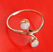 NEU Antik Stil Attraktiv Jugendstil Ring Echt 333 Gold Originale Opale blaugrün 