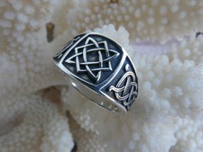 Breiter Herren Siegelring 925er Sterlingsilber Ring gemustert gr.22,0mmØ