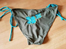 Triangel Bikini Unterteil Gr. 36 olivgrün türkis Blumen